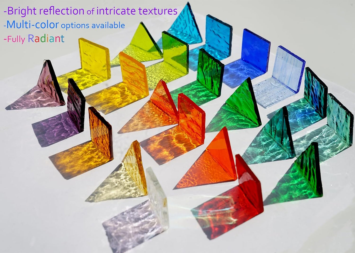 4 Shapes Large Transparent Mosaic Tiles for Mosaic Crafts, 200G Textured Stained Glass Supplies for Glass Mosaic Pieces, 70pcs Bulk Glass Mosaic Tiles for Glass on Glass Project, Green Grass