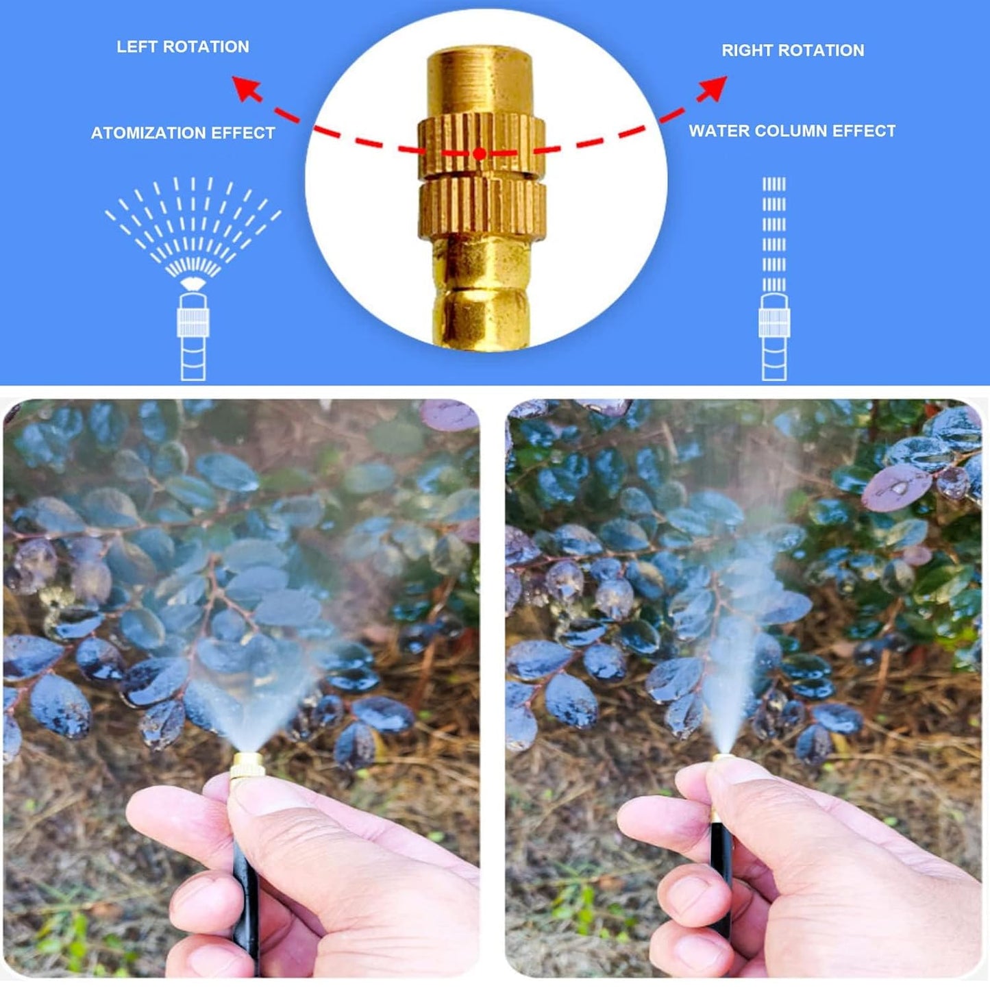New drip Irrigation kit, Automatic Garden Watering System, Quick Connector and 360-degree Bending Dropper atomizing Copper Nozzle, Garden Plant Lawn Courtyard Watering System.(25spray nozzles)