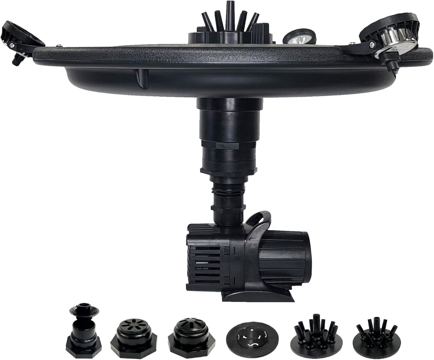 HALF OFF PONDS Floating Fountain – 1/4 HP Pond Aerator, 100' Cord – 3000 GPH Water Pump – 9 Spray Patterns - White LED Lights - for Ponds & Water Gardens