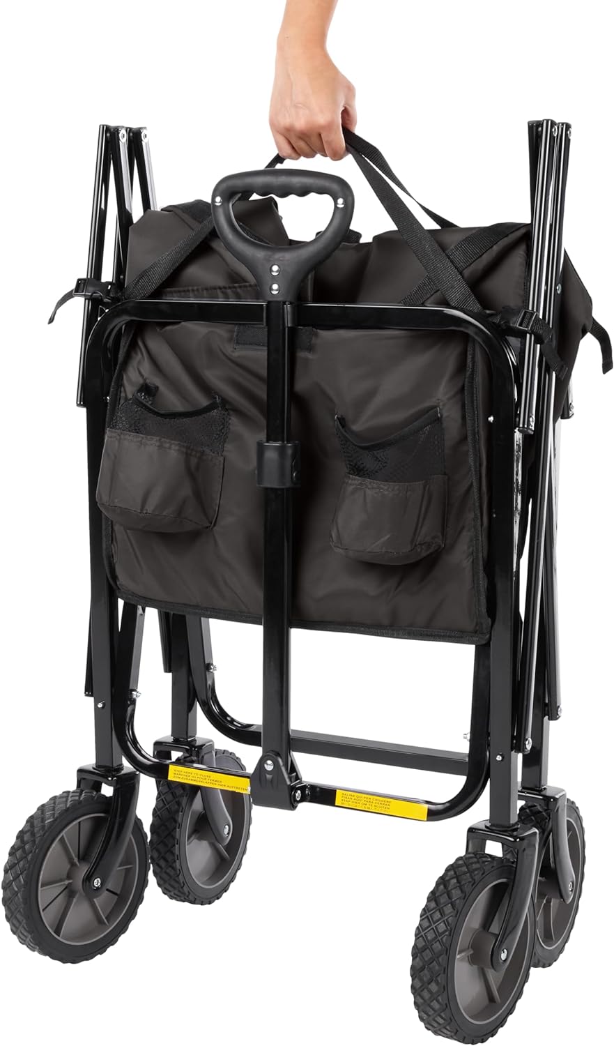 Amazon Basics Collapsible Folding Heavy Duty Utility Wagon for Outdoor Sports, 265 pounds Weight Capacity, Camping, Garden, and Shopping, 27.6 x 40.9 x 20 inches, Black