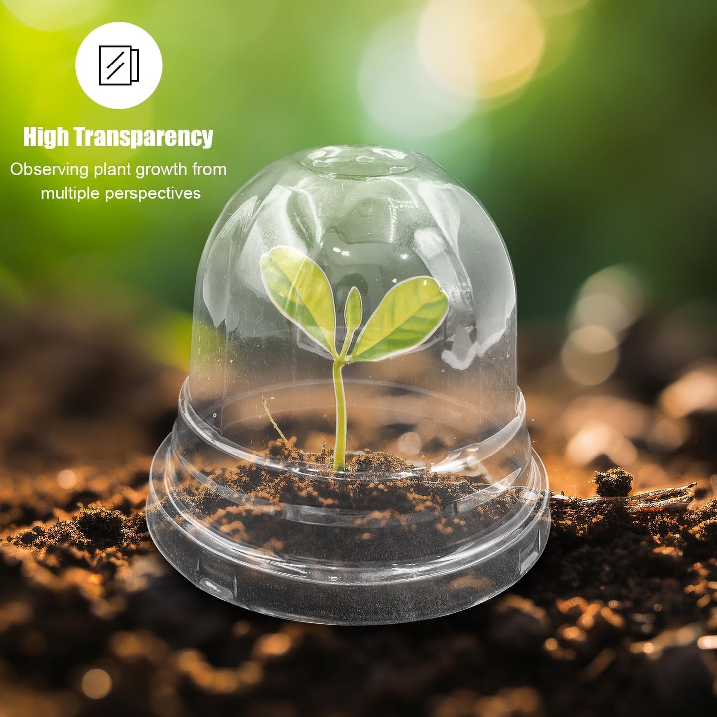 50 Pack Clear Plant Pot Domes, Transparent Seedling Domes Compatible with 4 Inch Seed Starter Pots for Indoor Outdoor Gardening(50Pcs, Clear)