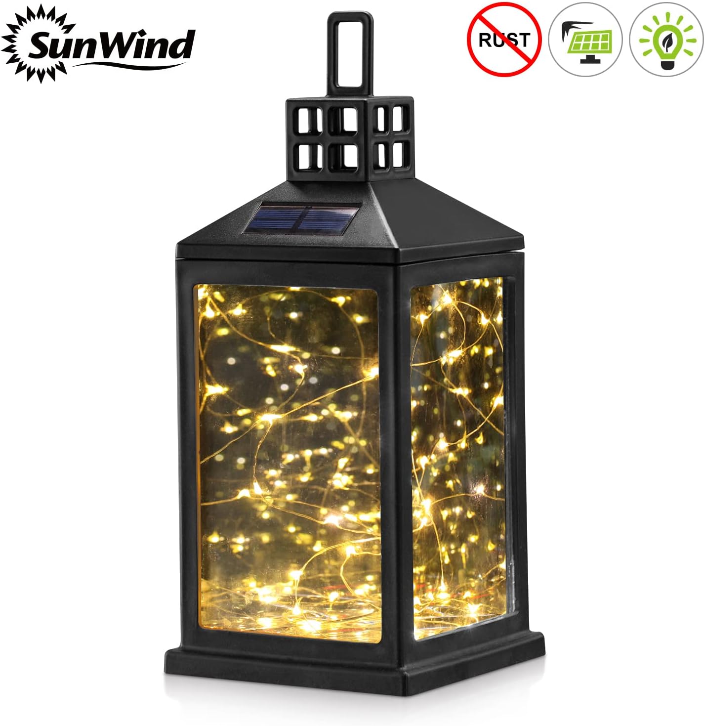 Solar Lantern Lights Outdoor SUNWIND Waterproof Solar Table Lamp Hanging Lighting with 40 Warm White LEDs for Garden Patio Landscape Decoration