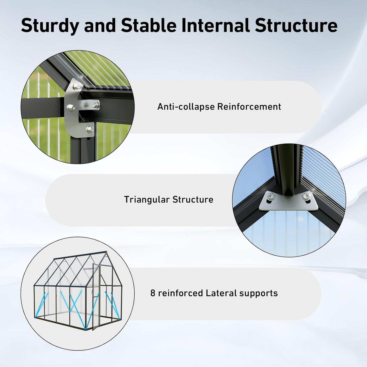 6x8FT Outdoor Greenhouse, Polycarbonate Green House, Small Walk-in Greenhouse with Vented Roof Window, Windproof Aluminum Frame with Quick-Installation Structure, Suitable for Gardening
