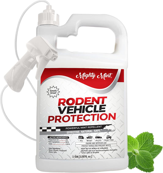 Mighty Mint Gallon (128 oz) Rodent Repellent Spray for Vehicle Engines and Interiors - Cars, Trucks, RVs, & Boats