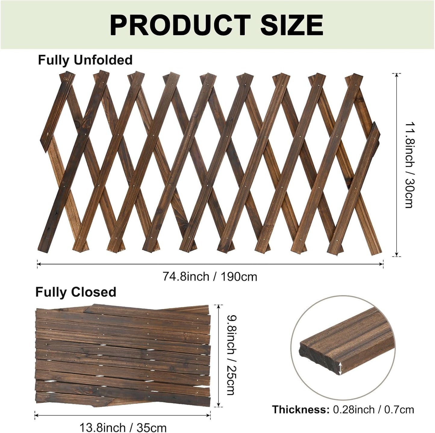 4-Pack Expandable Willow Trellis, 12" x 75" Wooden Lattice Panels Wall Fence for Outdoor Yard Climbing Plants Vine Balcony Patio Decor, Expandable Plant Support Trellis