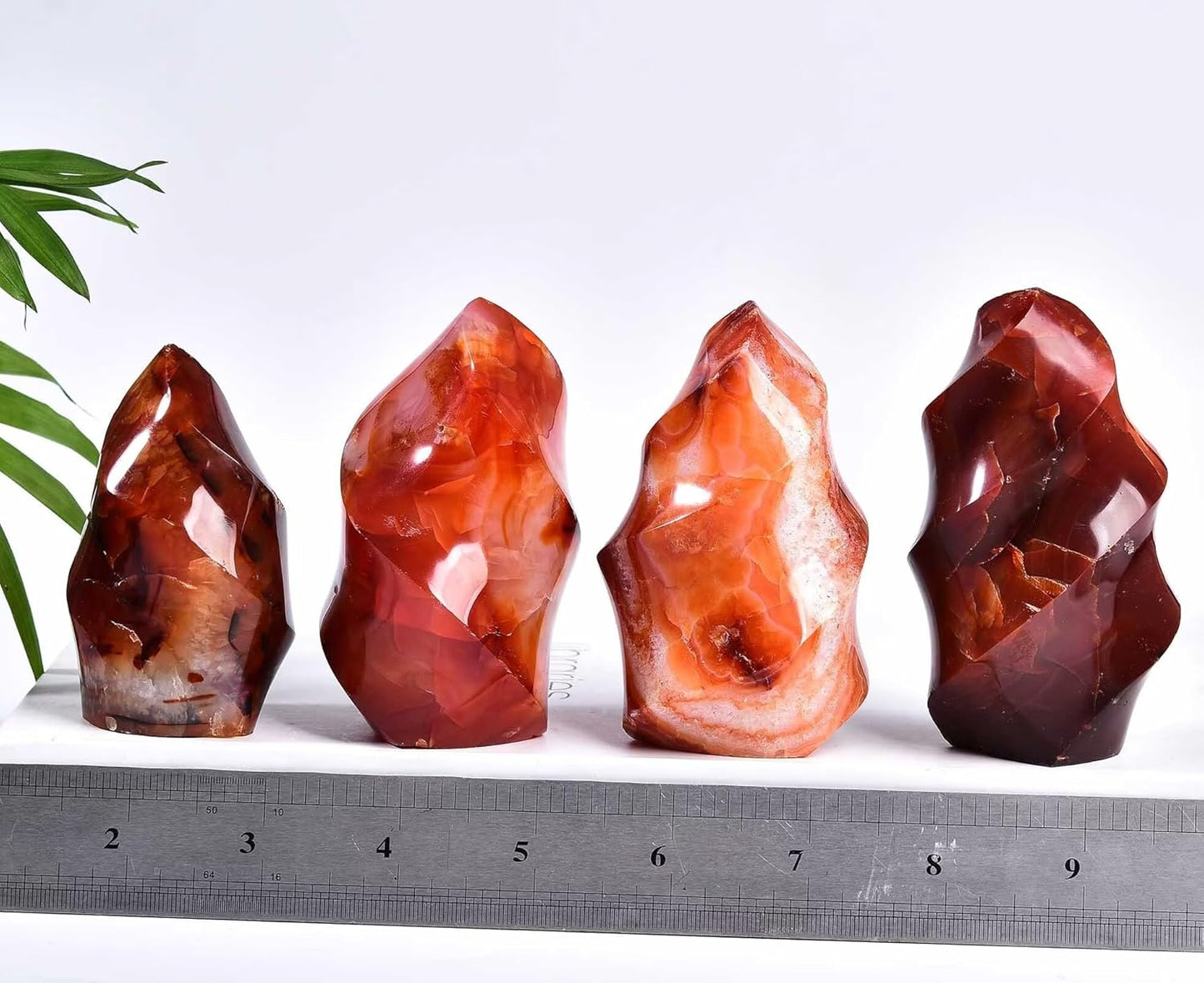 AMOYSTONE Red Agate Flame Shaped Stone Towers Obelisk Natural Healing Crystal Quartz Reiki Energy Decoration Home Office Small 1.0LBS