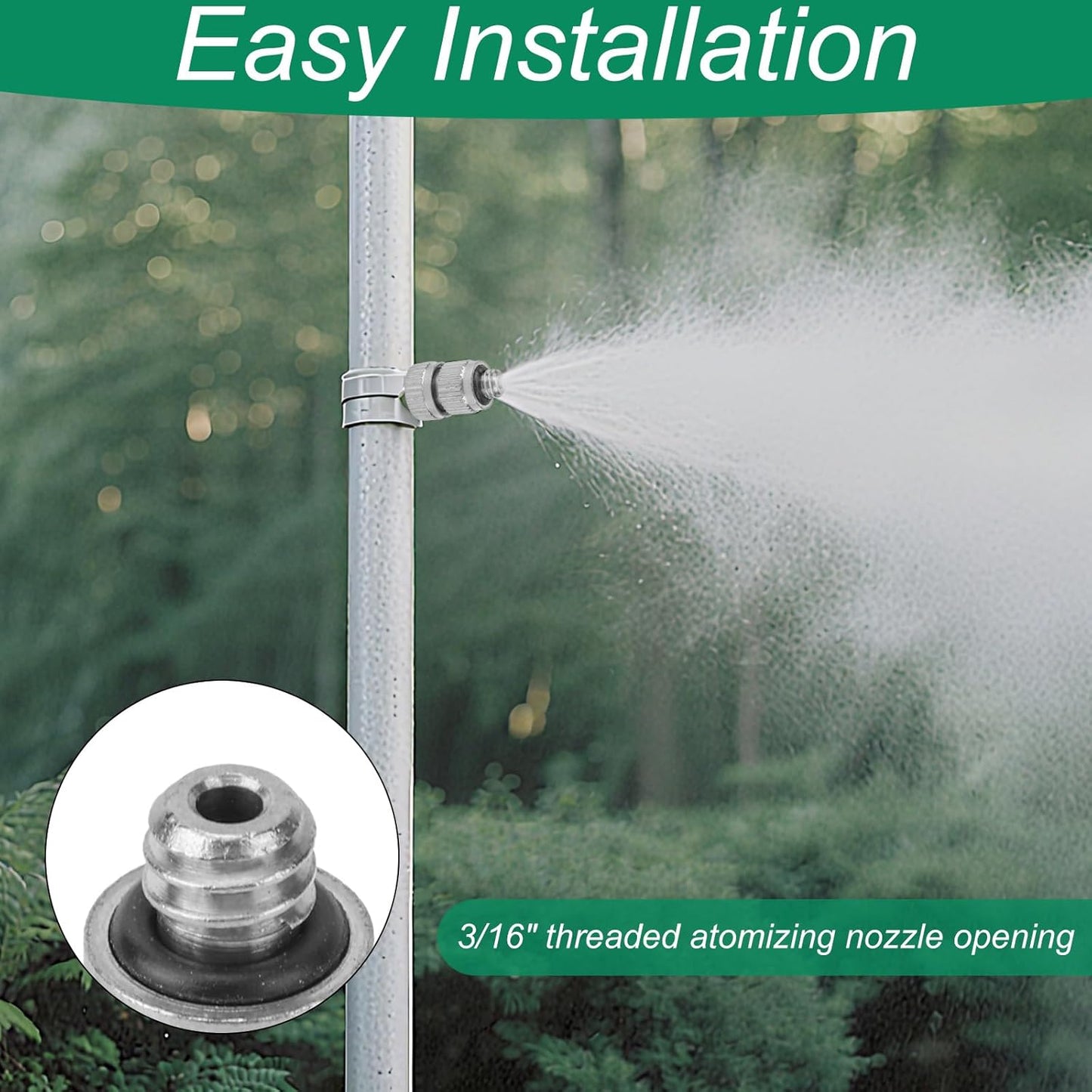 5pcs Brass Misting Nozzles, 3/16in Threaded 0.1mm Orifice High Pressure Spray Mist Nozzle Heads Tips Mister Parts for Outdoor Cooling System Greenhouses Landscaping & Patios