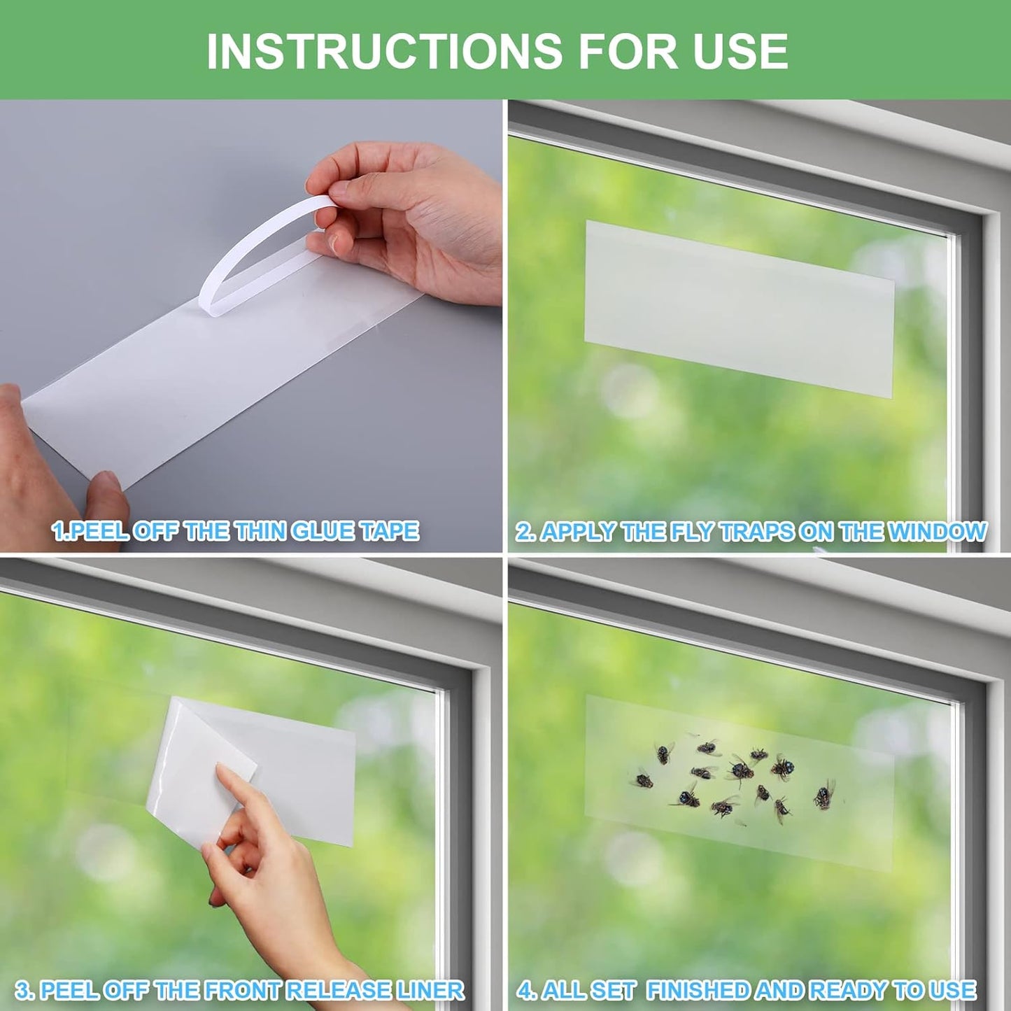 80 Pack Window Fly Traps Sticky,Clear Fly Paper Indoor for Home,Window Sticky Traps Fruit and Housefly Trap Indoor Fly Catcher Bug Traps Gnat Catcher Killer