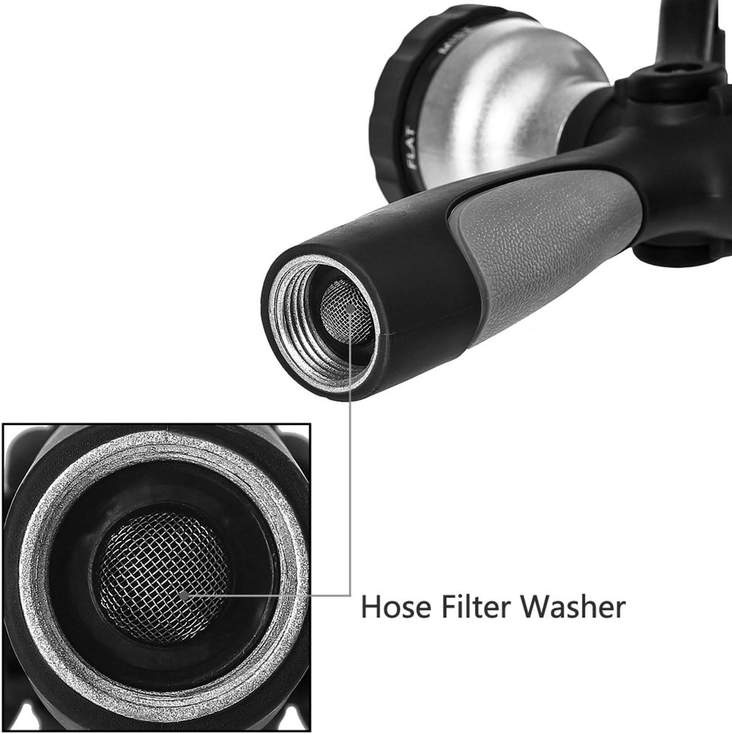 GREEN MOUNT New Patent Garden Hose Nozzle, Heavy Duty Water Nozzle, High Pressure Fireman Style Nozzle with Ergonomic Handle to Water Lawn and Garden, Black