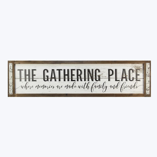 Young's Inc. The Gathering Place Rustic Home Decor - Living Room Wall Decor and Inviting Tabletop Decorations - Wood - 40” W x 1.5" D x 10” H