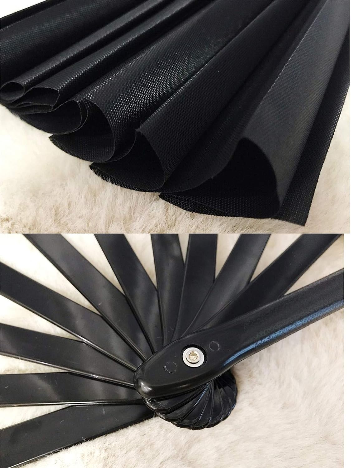 Zolee Large Rave Clack Fan for Line Dancing - Boots on The Ground Folding Hand Fan - Foldable Chinese Tai Chi Kung Fu Fan - for EDM, Music Festival, Hot Flashes, Event, Party, Dance (Black)