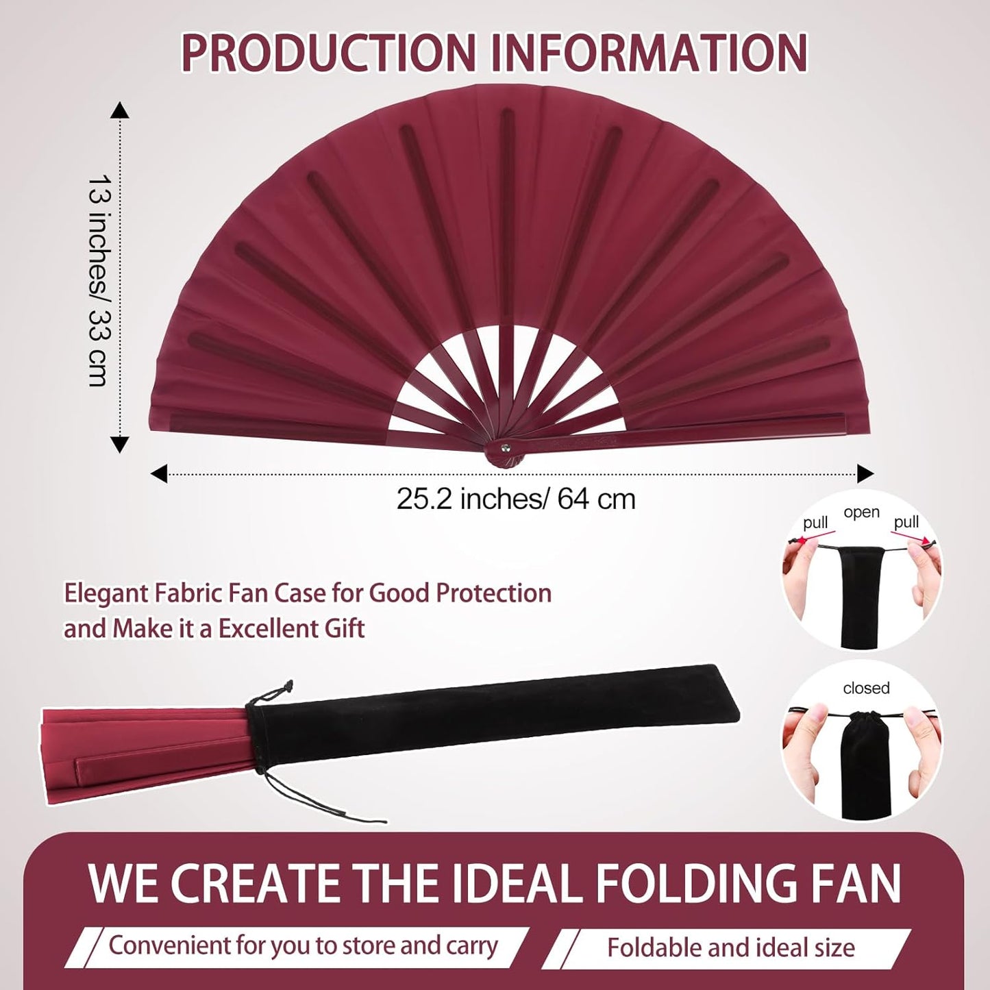 Blulu 4 Pcs 13 Inch Large Folding Hand Fans for Line Dancing Big Clapping Popping Raves Fans Bulk for Dancing Boots on The Ground Festival Party Decoration(Classic Style, Retro Color)