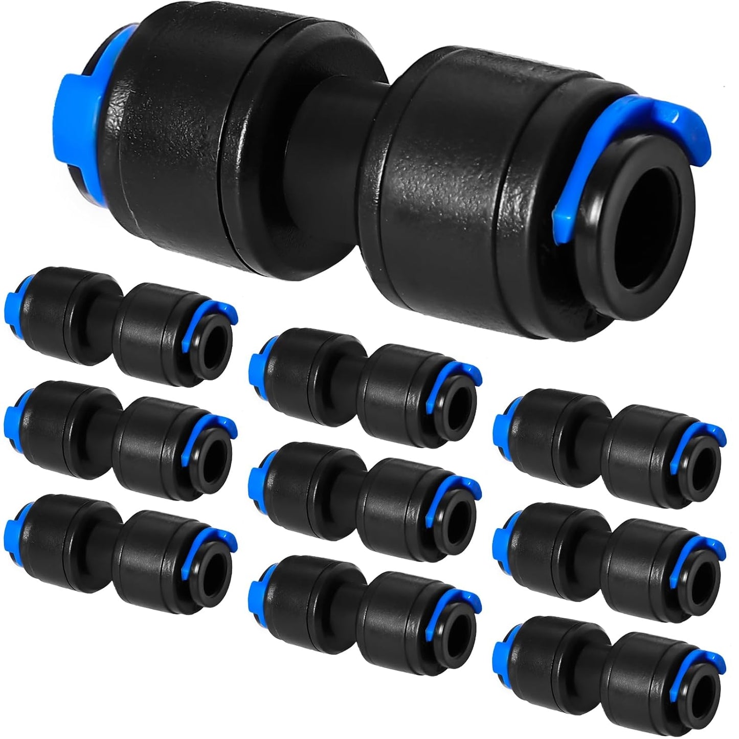 10 Pack 1/4" Drip Universal Straights Fitting Connectors, Quick Connect Universal Drip Irrigation Tubing Coupling Valve, Connector Locking Fitting for Sprinkler or Drip Irrigation System