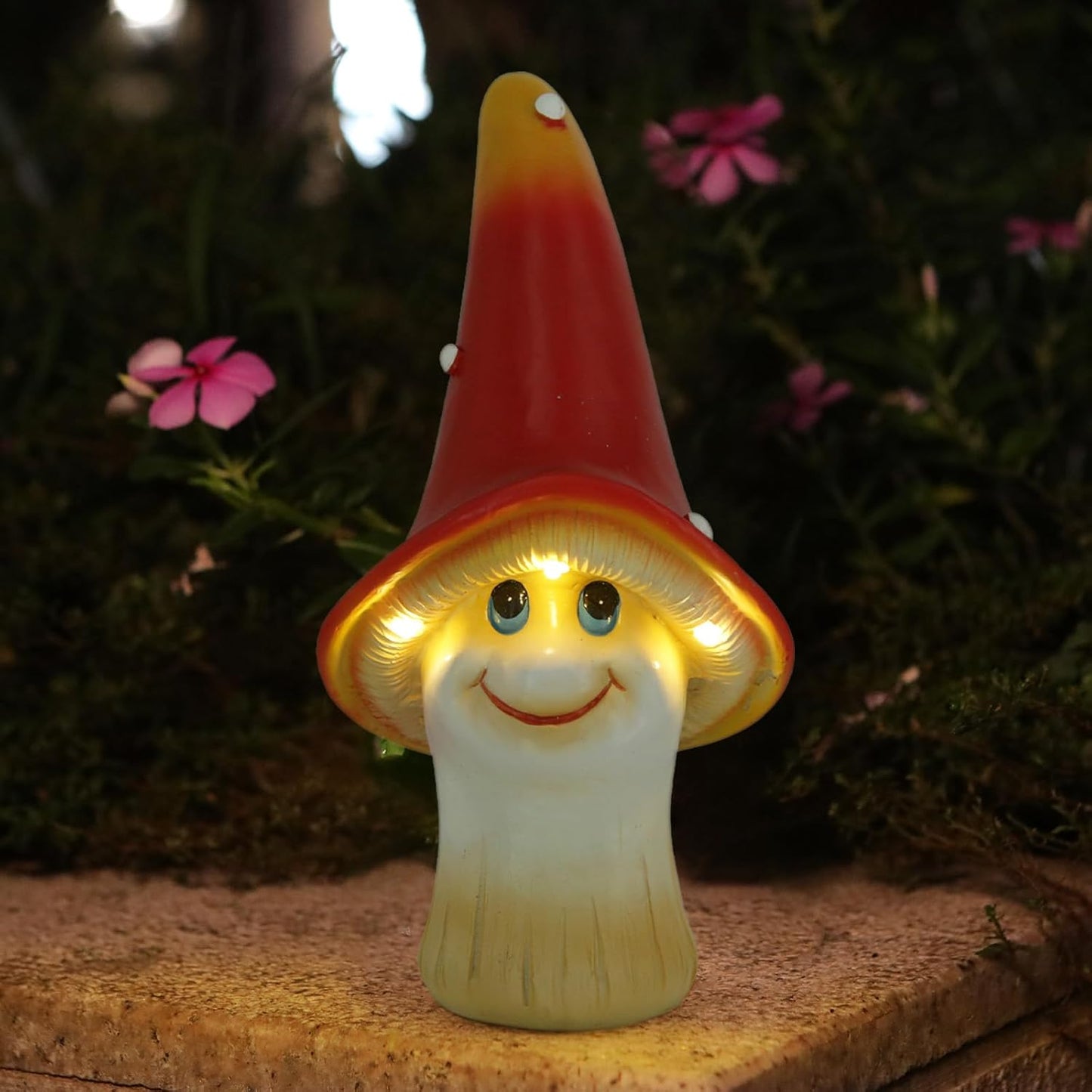 Solar Garden Large Mushroom Decor Outdoor Statue - Mushroom with LED Waterproof Sculptures Lights, Cute Mushroom Pond/Yard Statues Outside Decoration, Home, Lawn, Patio, Resin Fairy Ornament