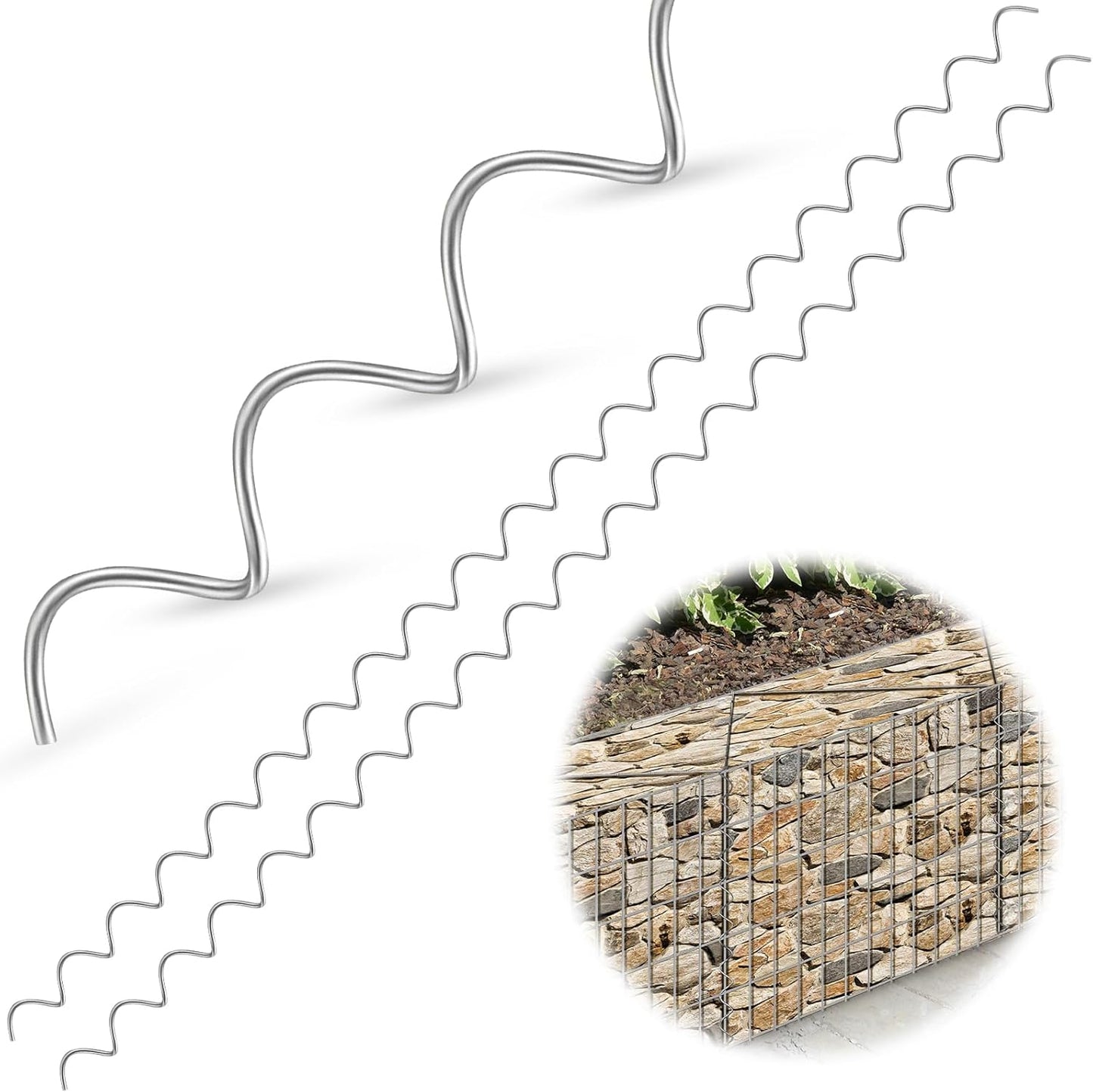 24 Pcs 39.4" x 2" Gabion Cages Spirals 9ga Galvanized Steel Gabion Spirals Wire for Cage Install and Connected for Garden