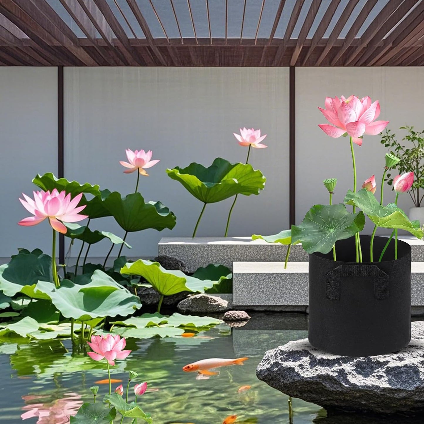 6Pcs Lily Plant Pots for Pond, Aquatic Pond Planter for Pond Durable Breathe Reusable Fabric Plant Bags for Aquatic Plants, Potato, Carrot, Onion, Flower (3 Gallon)