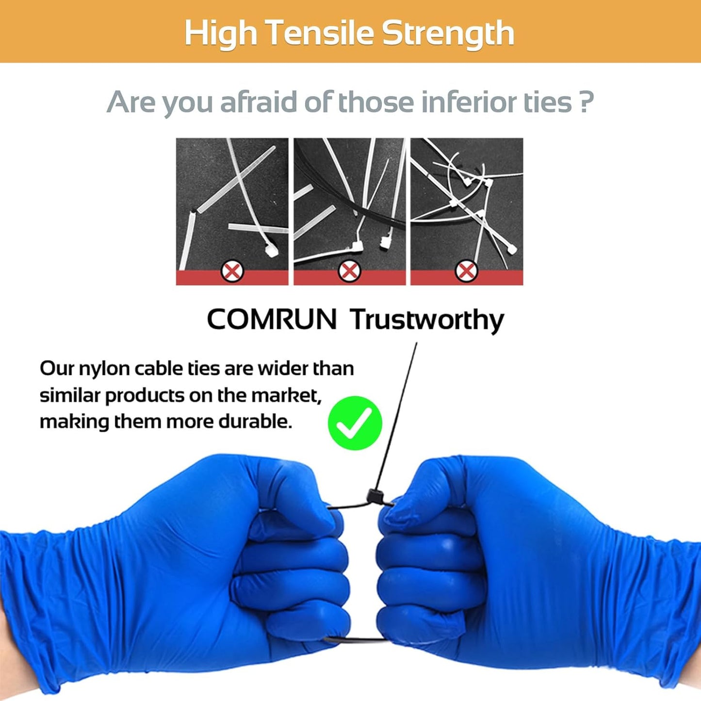 5000pcs 8Inch White Cable Tie,Nylon Zip Ties,Industrial Grade,50 Pounds Tensile Strength,UV Resistant,Heavy Duty,for Home,Garden Trellis,Office,Garage and Workshop