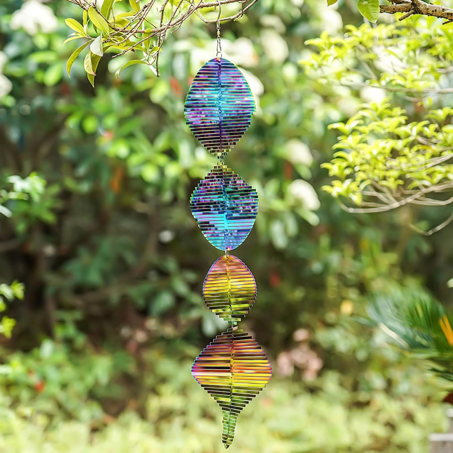 Wind Spinners Outdoor, 3D Helix Whirl, Gradient Multicolor, 24 inches Stainless Steel Metal, Hanging Wind Spinners, Garden, Yard Décor, Outside, Gifts for Women Mom Wife