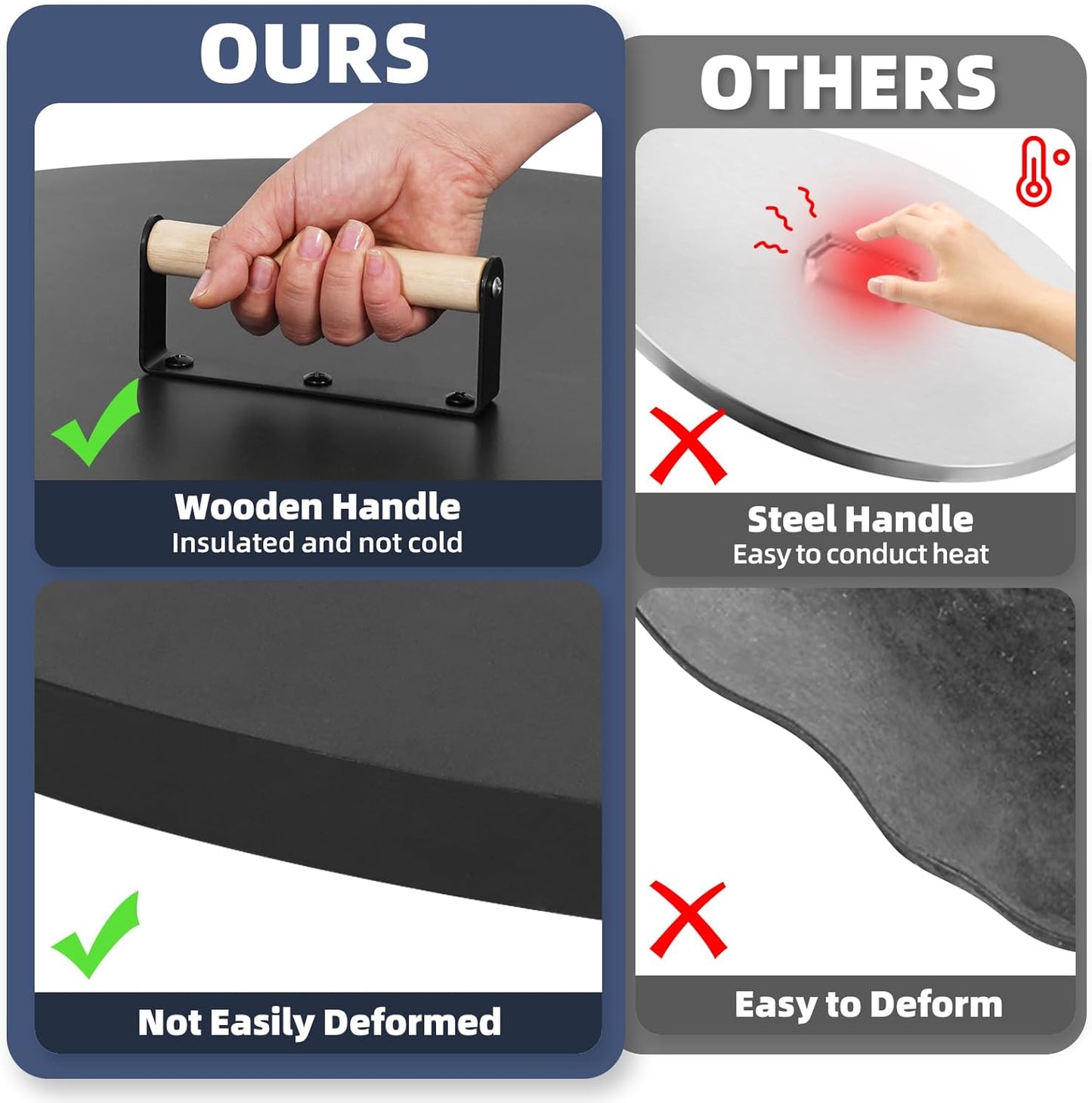 1MORE Fire Pit Lid Round 36" - Metal Firepits Cover with Wooden Handles for Patio Firepits,Rust Resistant 1.5mm Fire Pits Metal Lid, Firepits Accessory, Fire Pits Cover Round, All-season Protective