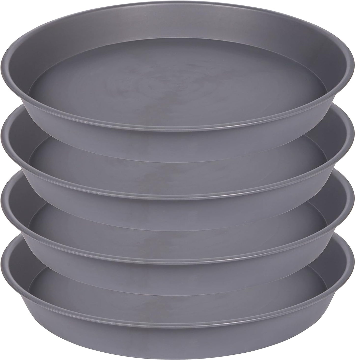 4 Pack of 18 19 inch Plant Saucer Round, Deep Plant Saucers for Pots, Heavy Duty Plastic Plant Drip Tray for Indoors Outdoor, Bird Bath Bowls, Plant Trays for Planter 17-20" (19 inch, Cement)