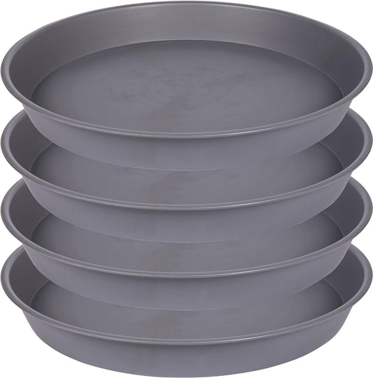4 Pack of 18 19 inch Plant Saucer Round, Deep Plant Saucers for Pots, Heavy Duty Plastic Plant Drip Tray for Indoors Outdoor, Bird Bath Bowls, Plant Trays for Planter 17-20" (19 inch, Cement)