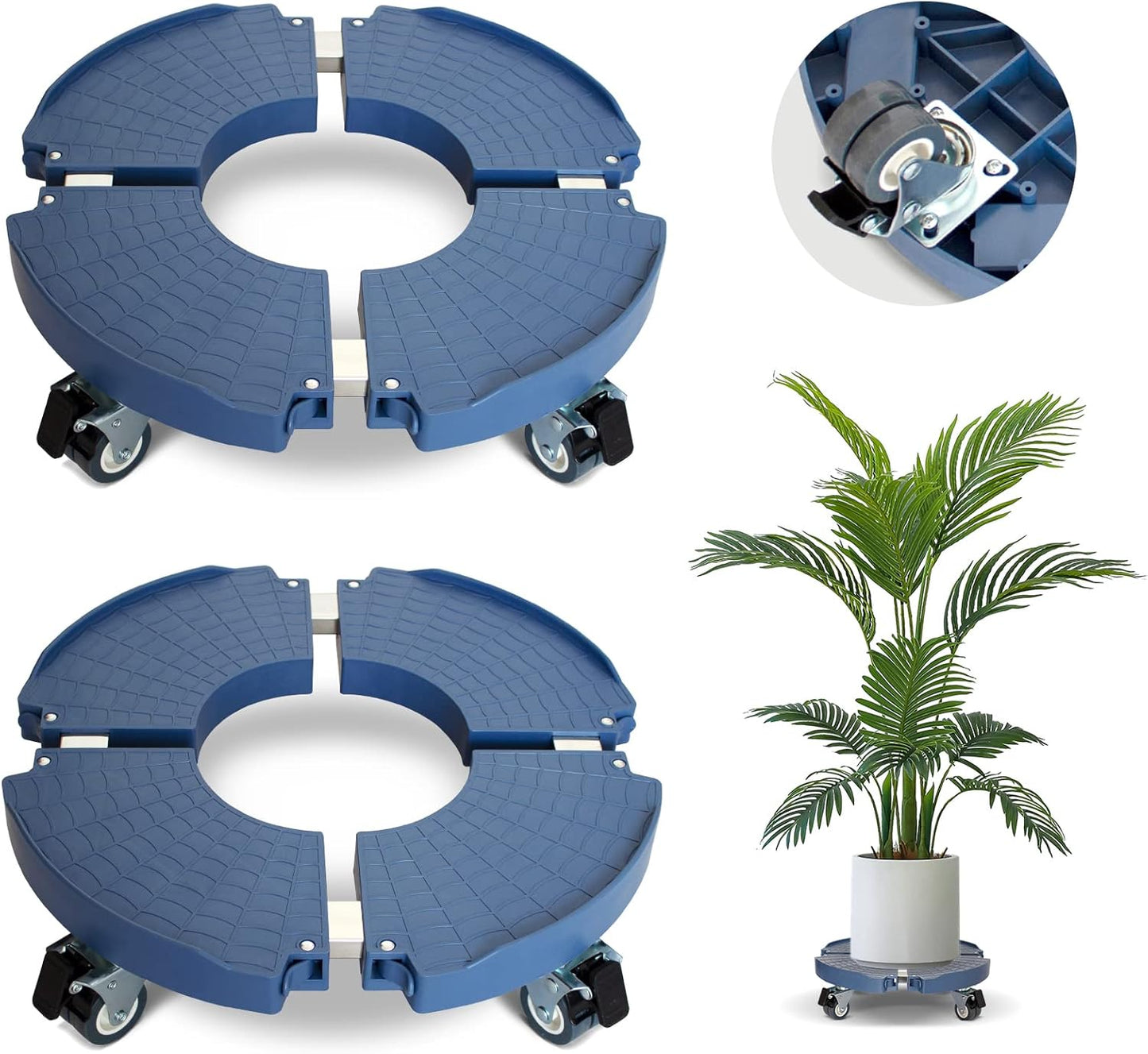 2 Pack Rolling Plant Stand with Wheels,15-21’’Adjustable Heavy Duty Plant Caddy with Wheels for Indoor Outdoor Planter Dolly Lockable