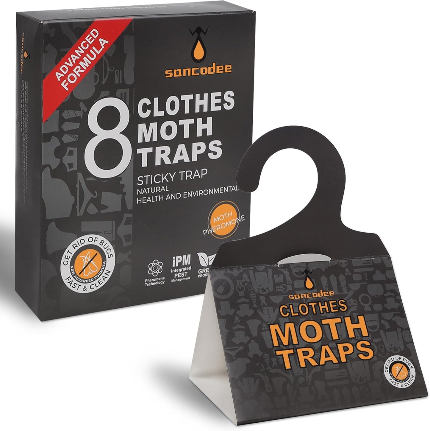 8 Pack Clothes Moth Traps with Natural Pheromones, Clothing Moth Hanging Glue Trap, Sticky Boards for Closets Moths