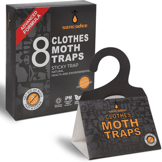 8 Pack Clothes Moth Traps with Natural Pheromones, Clothing Moth Hanging Glue Trap, Sticky Boards for Closets Moths