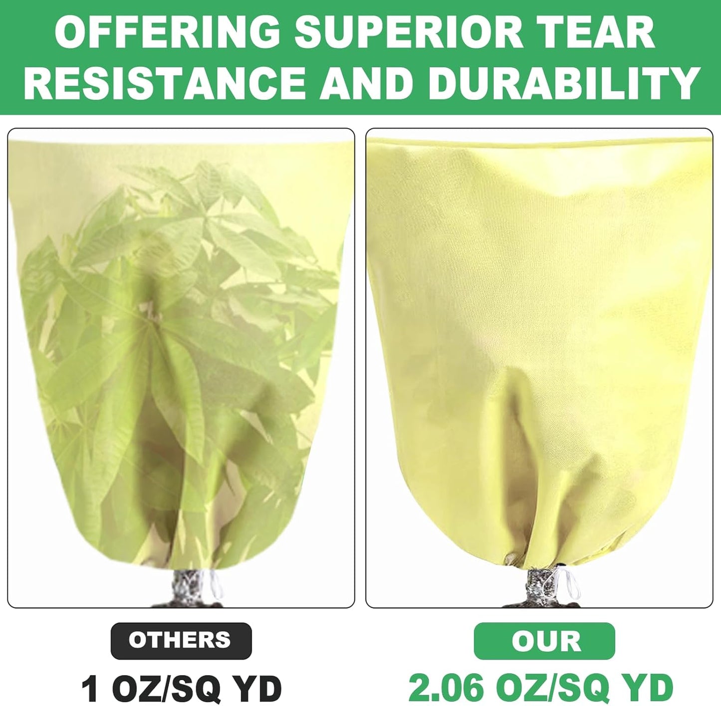 2 Pack Plant Covers for Winter Trees Covers Freeze Protection, 39.3" x 39.3" Frost Covers for Outdoor Plants with Drawstring, Shrub Covers for Winter, Rose Bush Covers for Winter