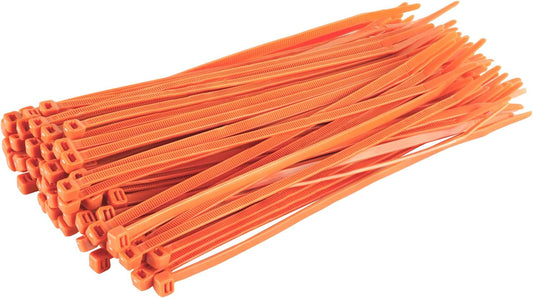 GTSE 8 Inch Orange Zip Ties, 100 Pack, 50lb Strength, UV Resistant Strong Nylon Cable Ties, Self-Locking 8" Tie Wraps