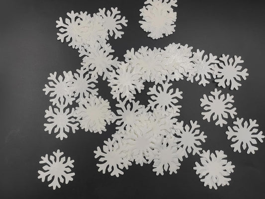 50pcs Edible White Snowflakes for Cake Decorating Cupcake Toppers for Christmas Winter frozen Theme Birthday Party Decorations
