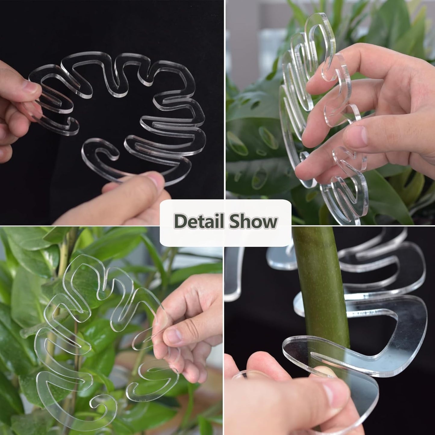2PCS Plant Stem Support , Acrylic Monstera Stabilizer Grapple Holder Unique Design for Climbing Plants, Turtle Shell Bamboo Clamp Set, Ideal Plant Support for Thriving Growth Indoor Outdoor Plants