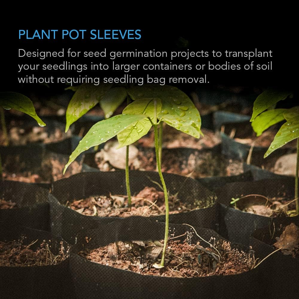 AC Infinity Nursery Bags 1/4 Gallon, Non-Woven Fabric Growing Pouches, 50-Pack Plant Pots for Seed Starting, Soil Transplant, Home Garden Supply