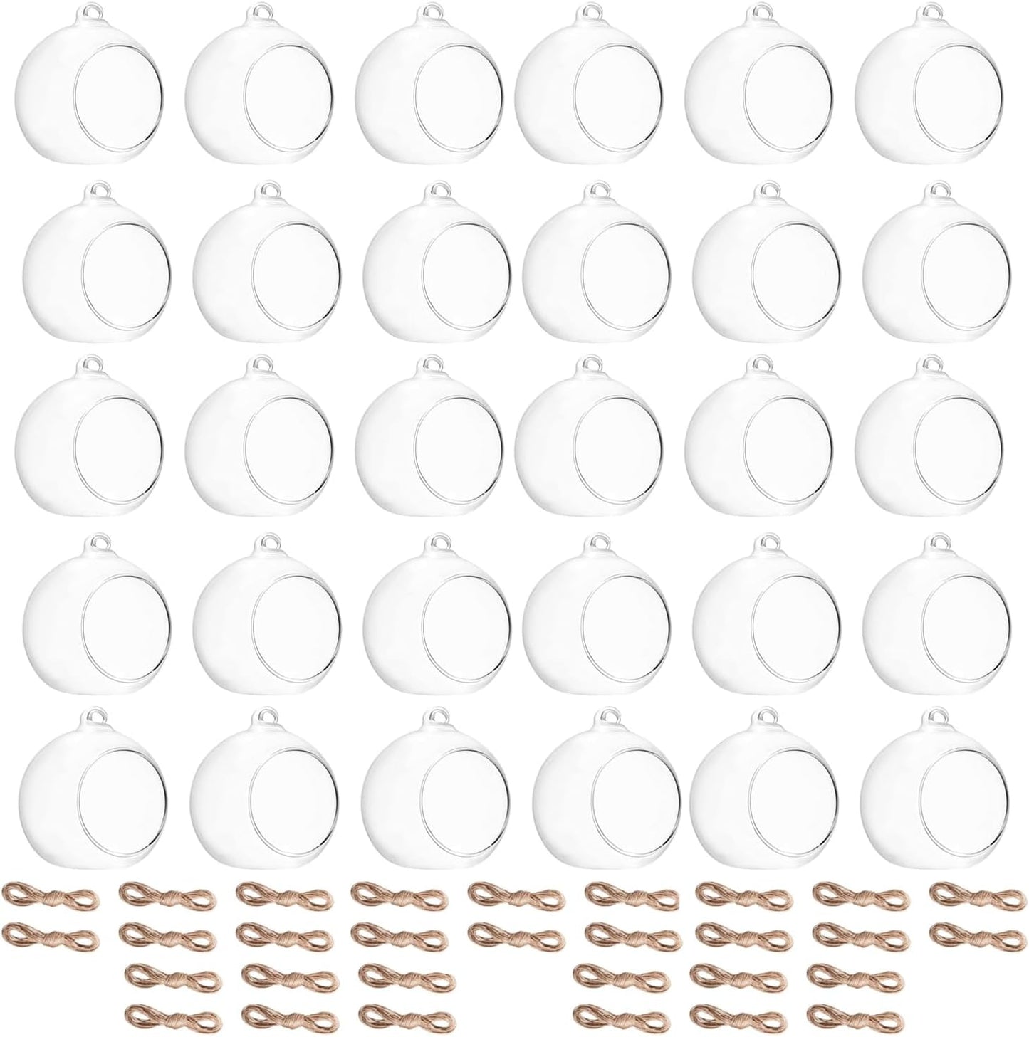 3.15"/ 8cm Hanging Tealight Candle Holder Glass Globes Air Plant Orb Glass Candlestick Lights Terrariums Candles Terrarium Vase Containers Home Decor Indoor Outdoor Garden DIY Gifts (30)