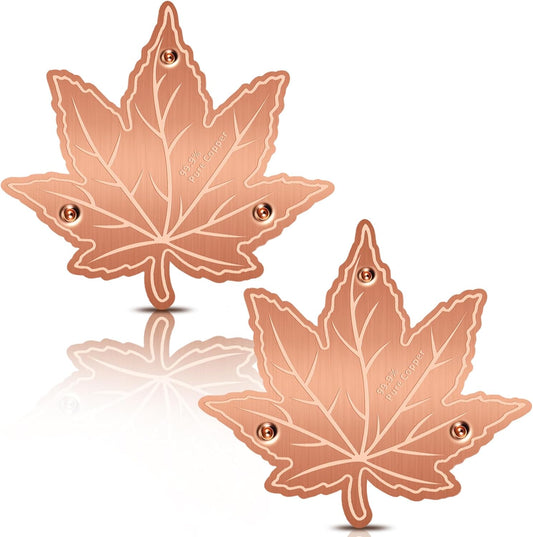 Bird Bath Copper Disk,Bird Bath Purification Disk 0.6mm Reinforced 99.99% Pure Copper Cleaning Disk with 3-Point Support,Fits Outdoor Birdbath & Bowl,Provide Safe Clean Water,Maple Leaf-2Pcs