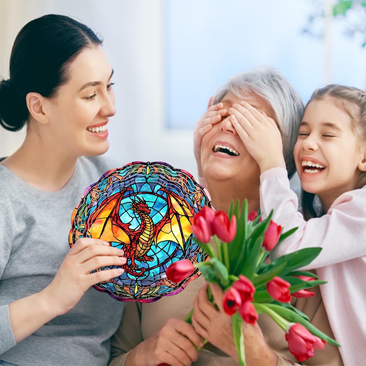 Dragon Wind Spinner, Dragon Wind Spinner Hanging for Yard and Garden, Unique Gift Wind Spinner, 3D Hanging Wind Spinner Outdoor, Cute Dragon Wind Spinner