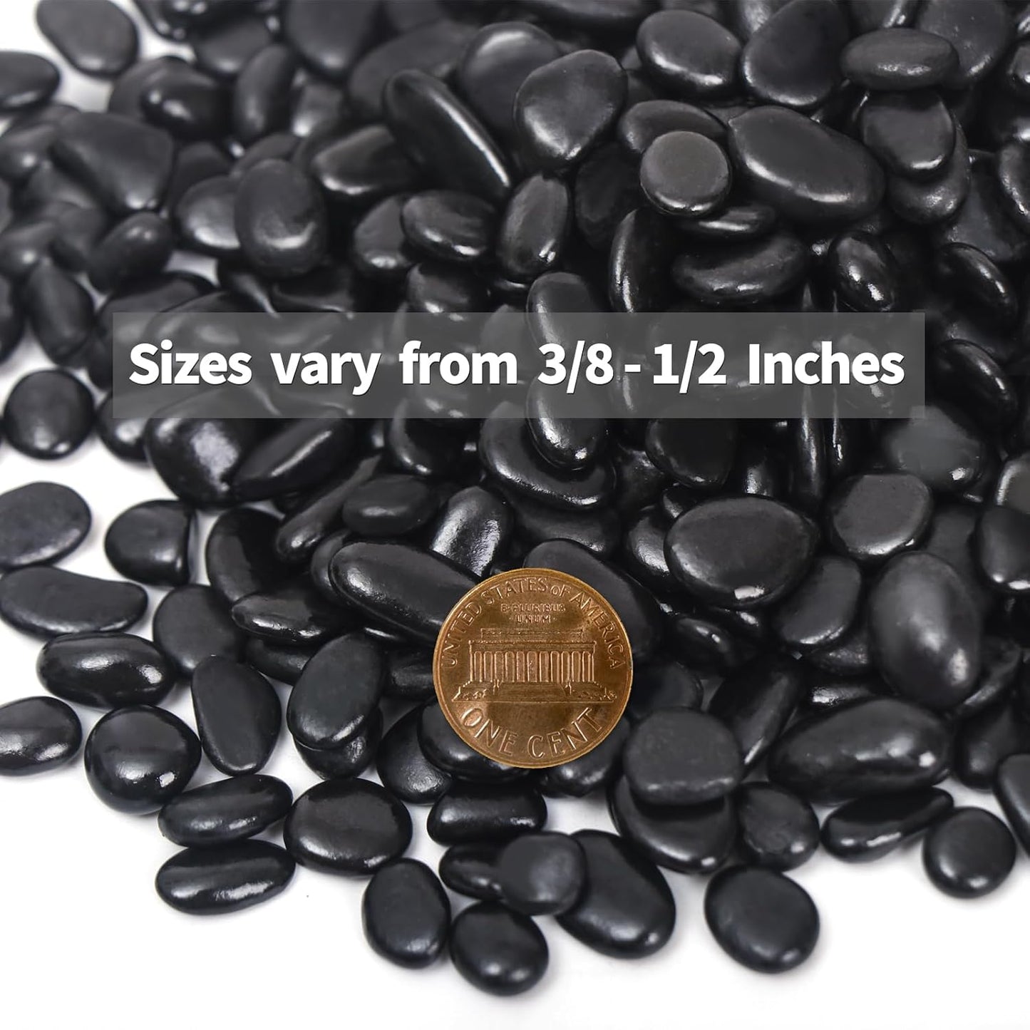 5LB Black Pebbles for Indoor Plants, Vases, Succulent, 3/8 Inch Small Black Rocks for Plants, Polished & Decorative