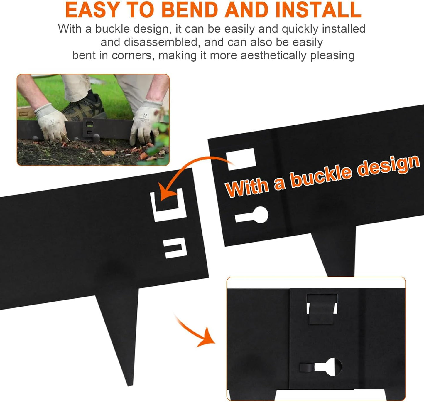 9.4 Inch Metal Landscape Edging, 6 Pack Heavy Duty Galvanized Steel Garden Edging,42 Inch Garden Edging Border for Lawn, Pathway, Yard