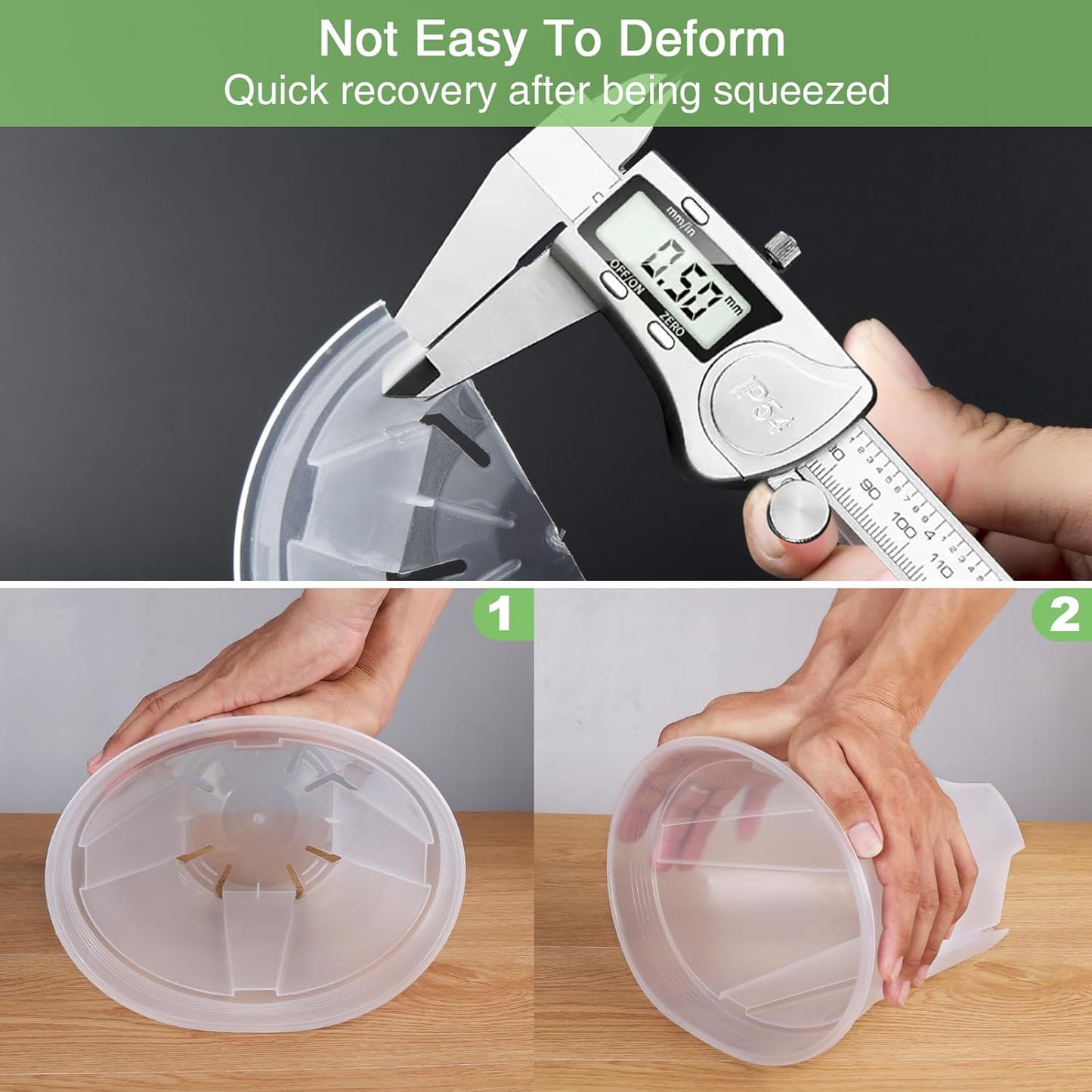 GREENPARA 8-inch Transparent Plastic Garden Pots Planter with Saucer Plant Pot Nursery Pots Drainage Hole for House Plants, Herb, Flowers, and Cactus with Plant Labels, 3-Set