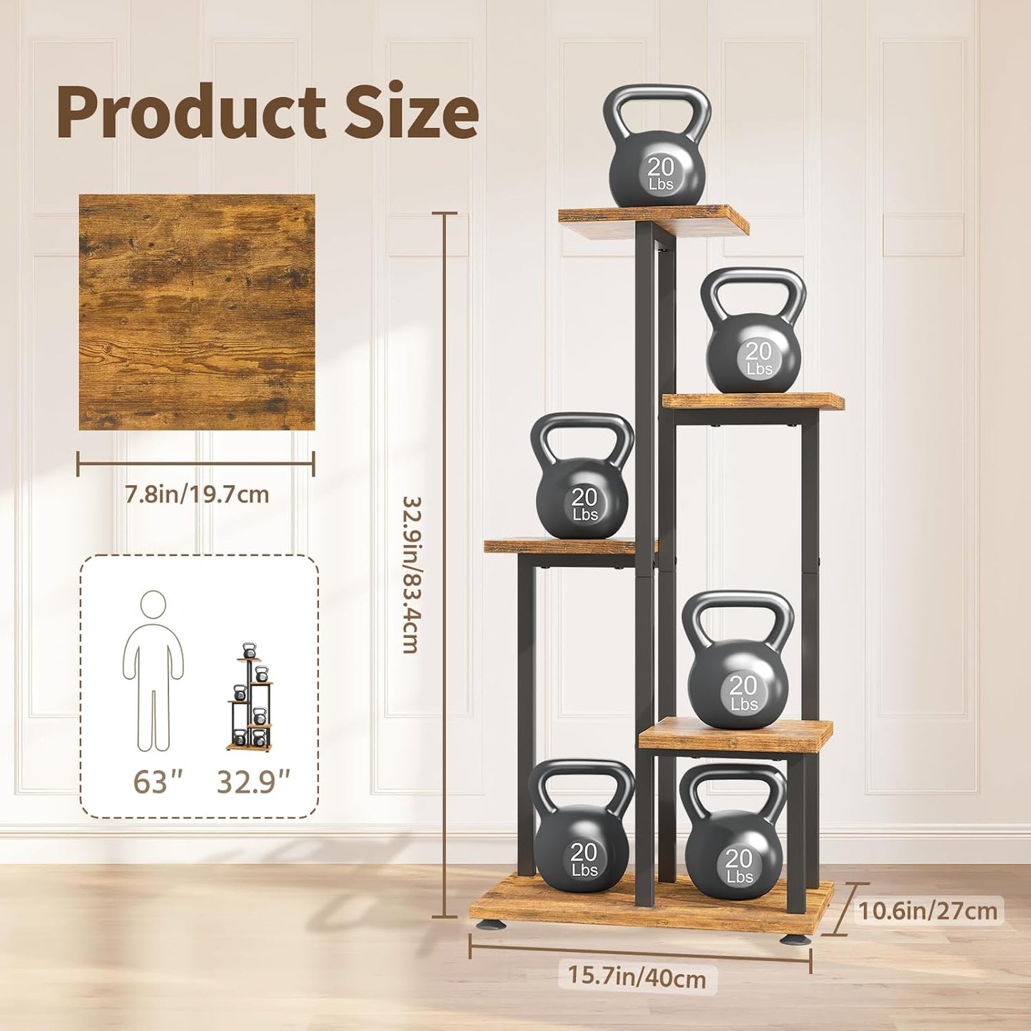 LASZOLA Black 5 Tiered Wood Plant Stand Indoor for Large Heavy Duty Planter, Sturdy Multi Level Corner Vertical Flower Rack for Narrow House, Rustic Tall Orchid Shelving Holder for Decor, Space Saving