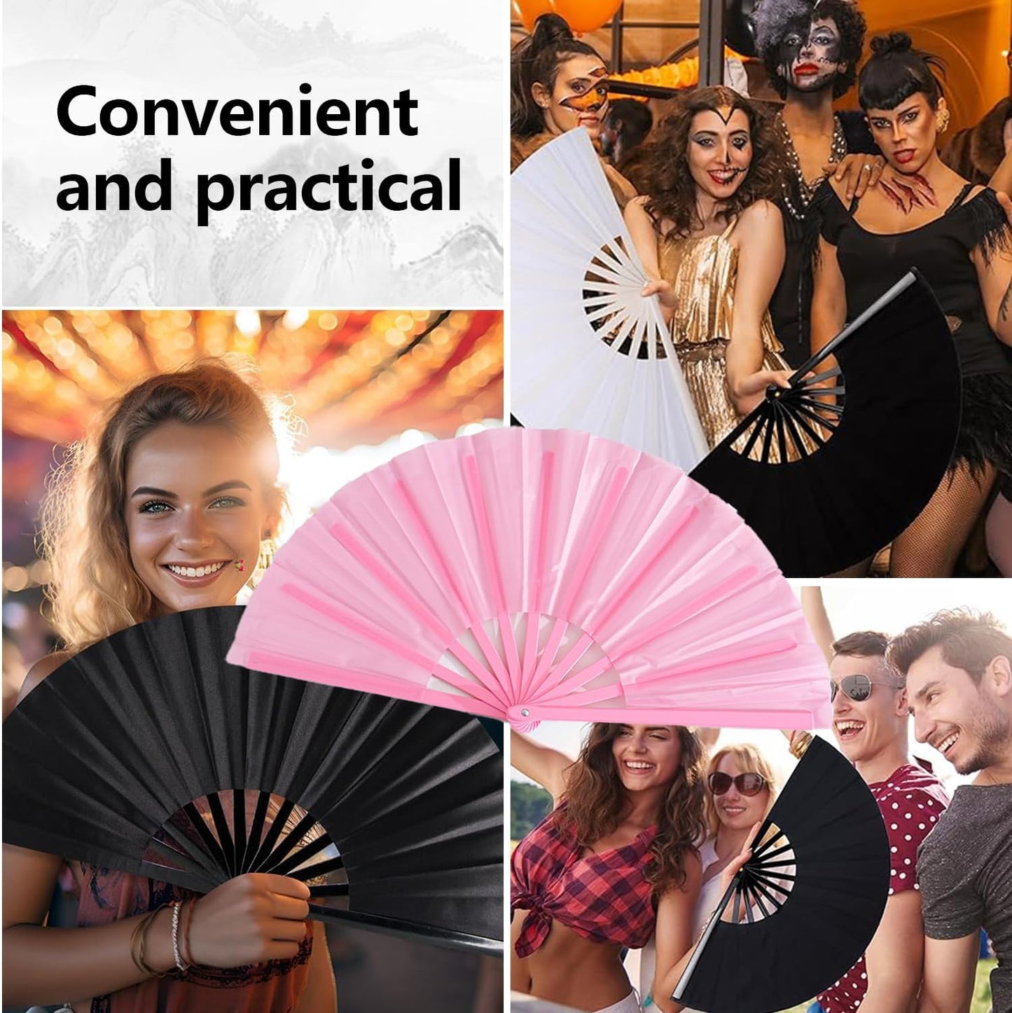 Boots on The Ground Hand Fan,Boots on The Ground Fan,Clap Fans For Line Dancing,Large Folding Hand Fan,Party,Dance Enthusiasts Gift (pink)