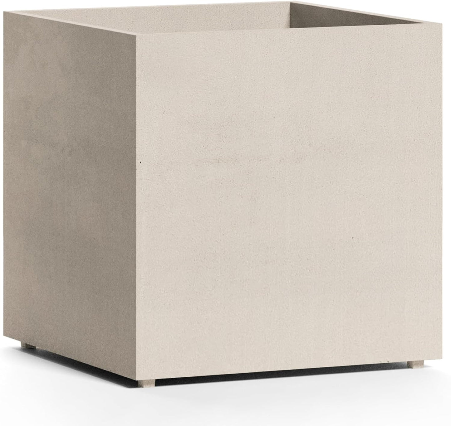 Reglito Cube Planter – Fiberglass Indoor/Outdoor and Weather-Resistant Large Planter (Sand Stone, 31.5" L x 31.5" W x 32.1" H)