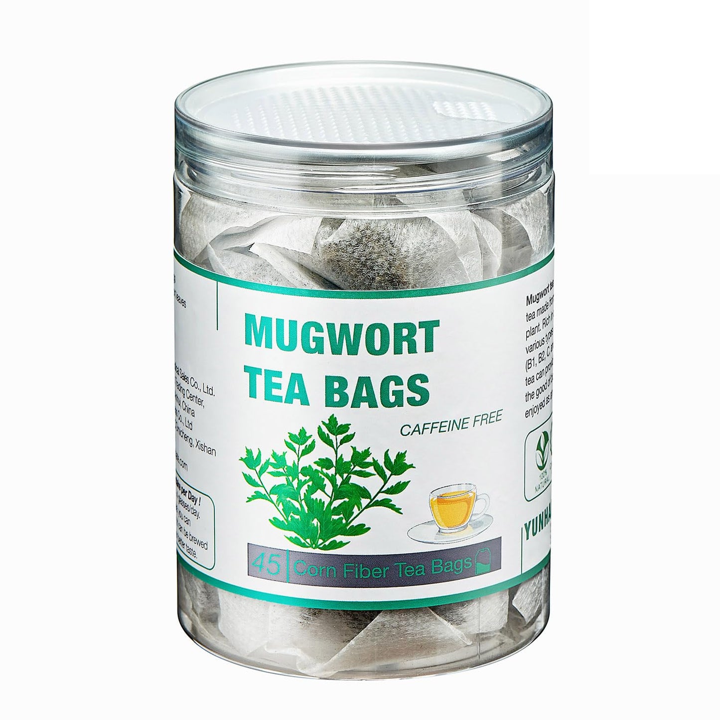 45 Mugwort Tea Bags | Natural Dried Chinese Mugwort Herb Tea | Artemisia Wormwood Tea | Caffeine Free, Help Sleep, Lucid Dreaming, Relax, Digestion