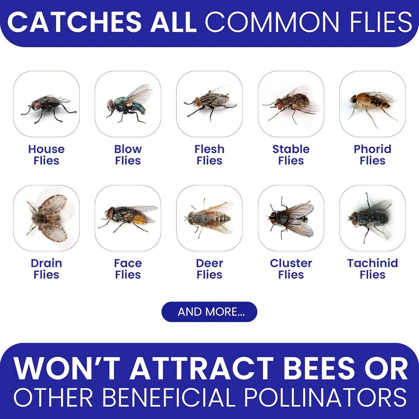 Fly Traps Outdoor Fly Trap for Patio. 12 Non-Toxic Pre-Baited Flies Bags Outdoor Disposable. Hanging Bug Catchers for All Filth Flies Killer for Outside Bug Control in Yard Horse Ranch Trash Can