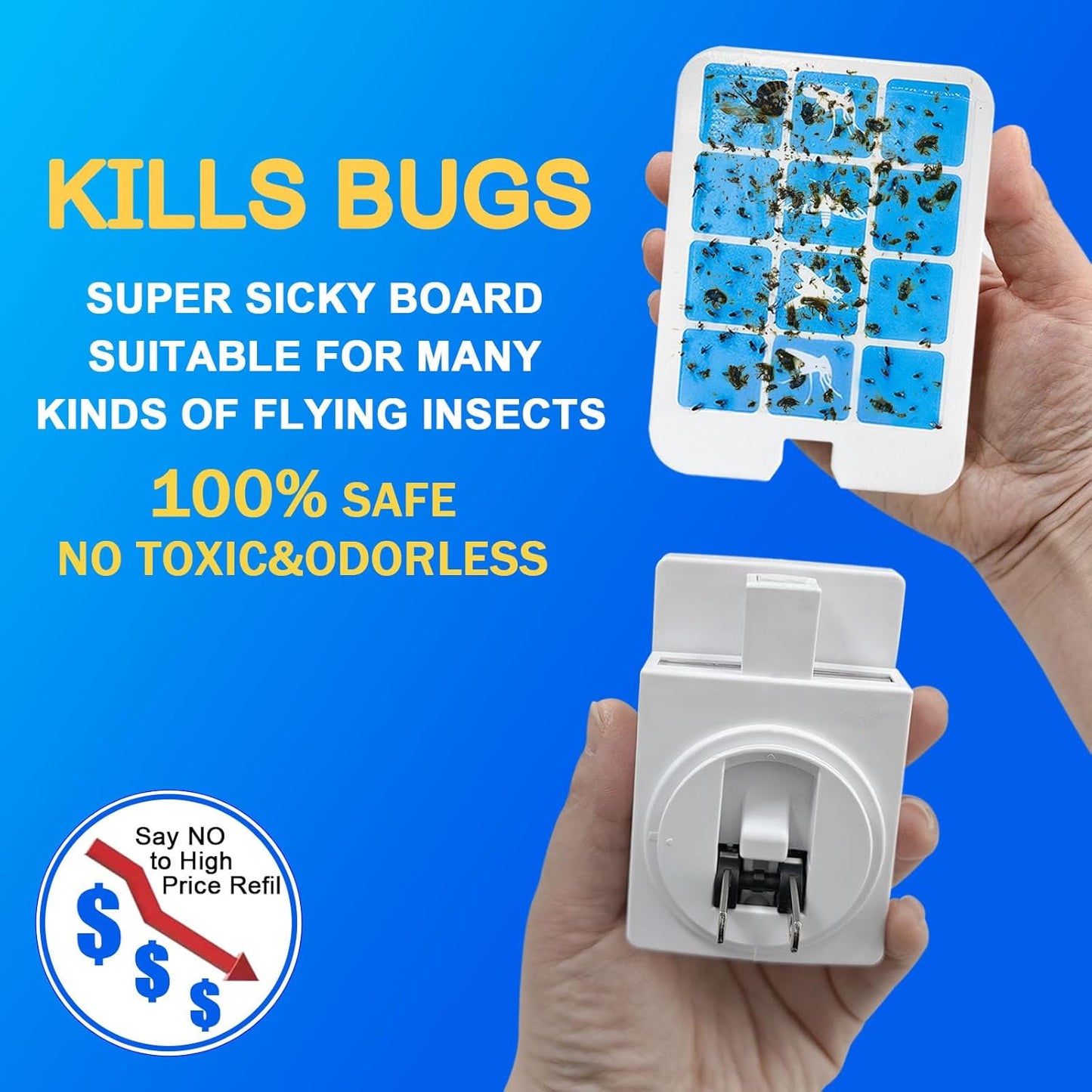 Plug in Indoor Fly Trap for Gnat Moth Houseflies Fruit Flies, Blue Light Bug Light Trap Compatible with Safer Home Indoor Fly Trap Refill, Mosquito Flying Insect Trap, 6 Device+8 Refill