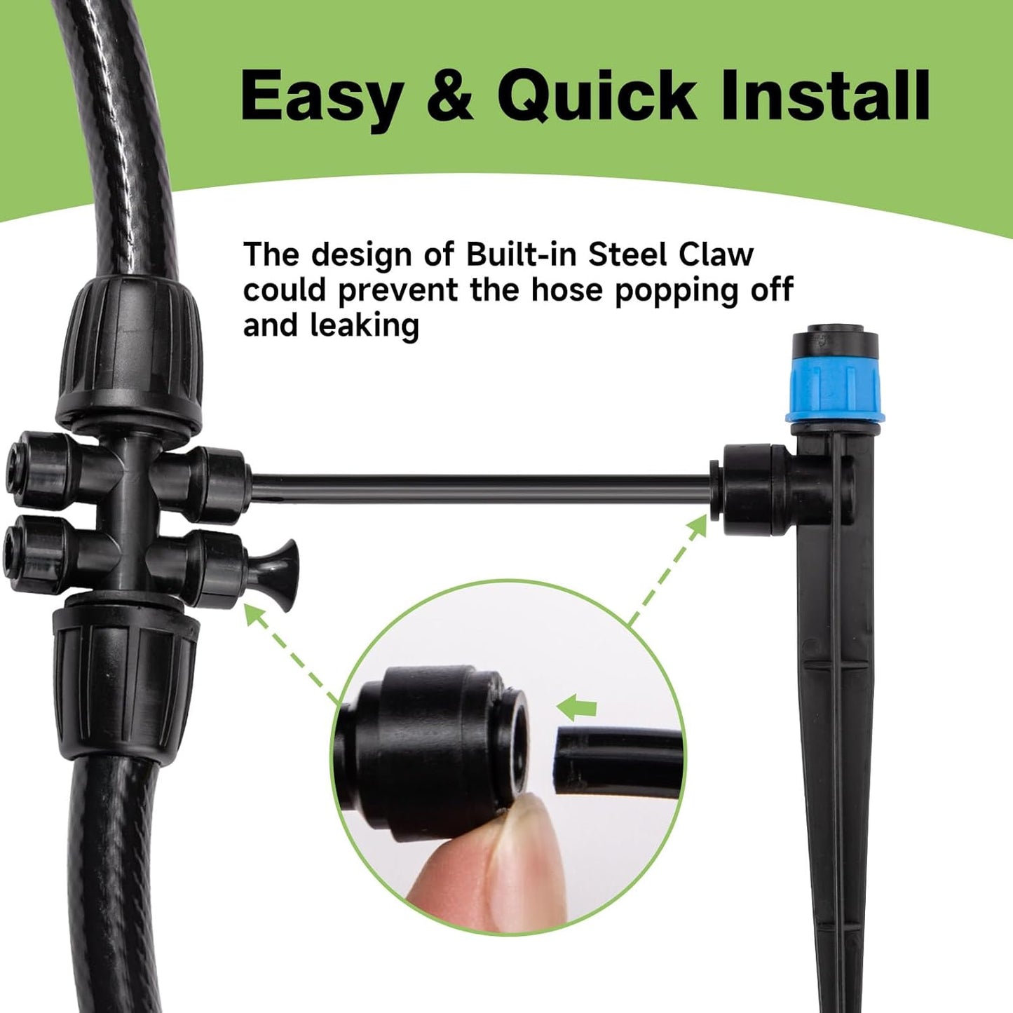 32 Pack New Easy-Connect Drip Emitters Sprays for 1/4" Drip Irrigation Tubing (16 Pcs Quick-Connect Emitters Vortex+16 Pcs Quick-Connect Emitters Stream)