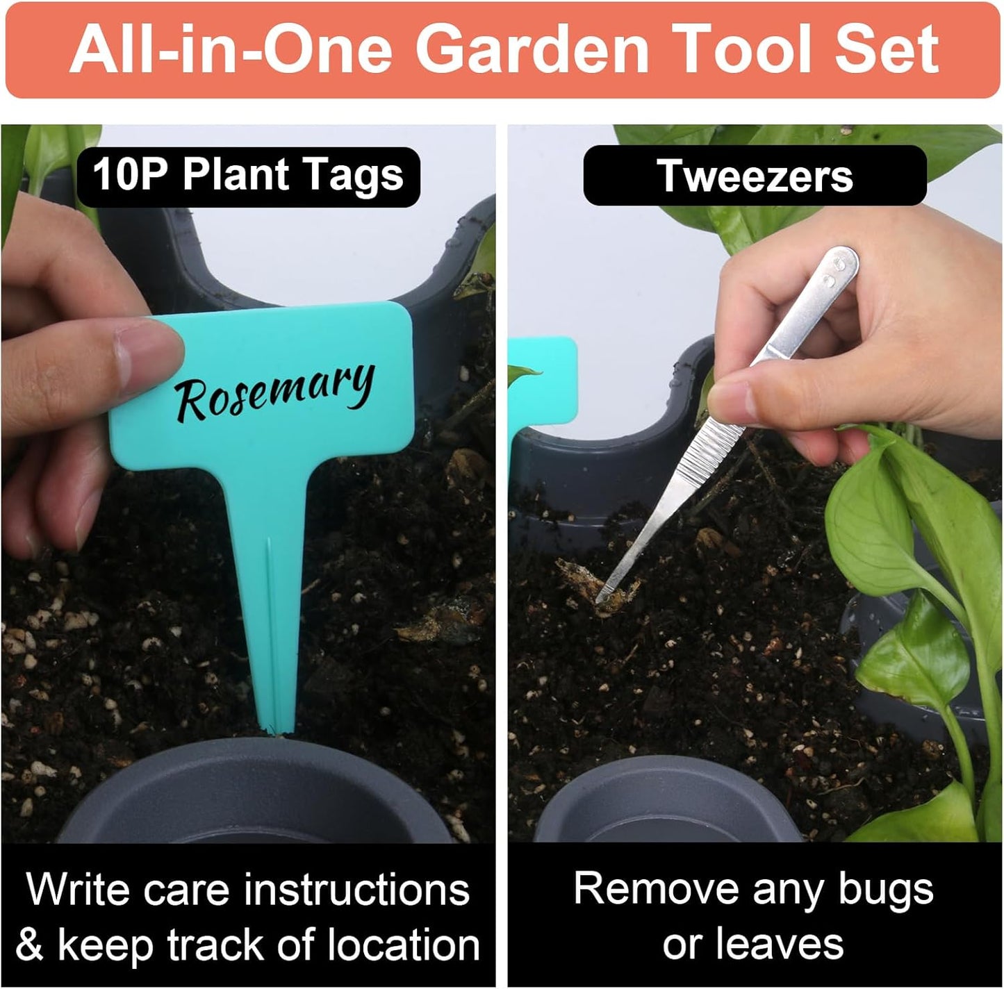 Vertical Planter, 5 Tier Stackable Strawberry Planter with Garden Tool Set, Movable Indoor/Outdoor Garden Herb Pot for Growing Vegetables and Succulents, Dark Gray