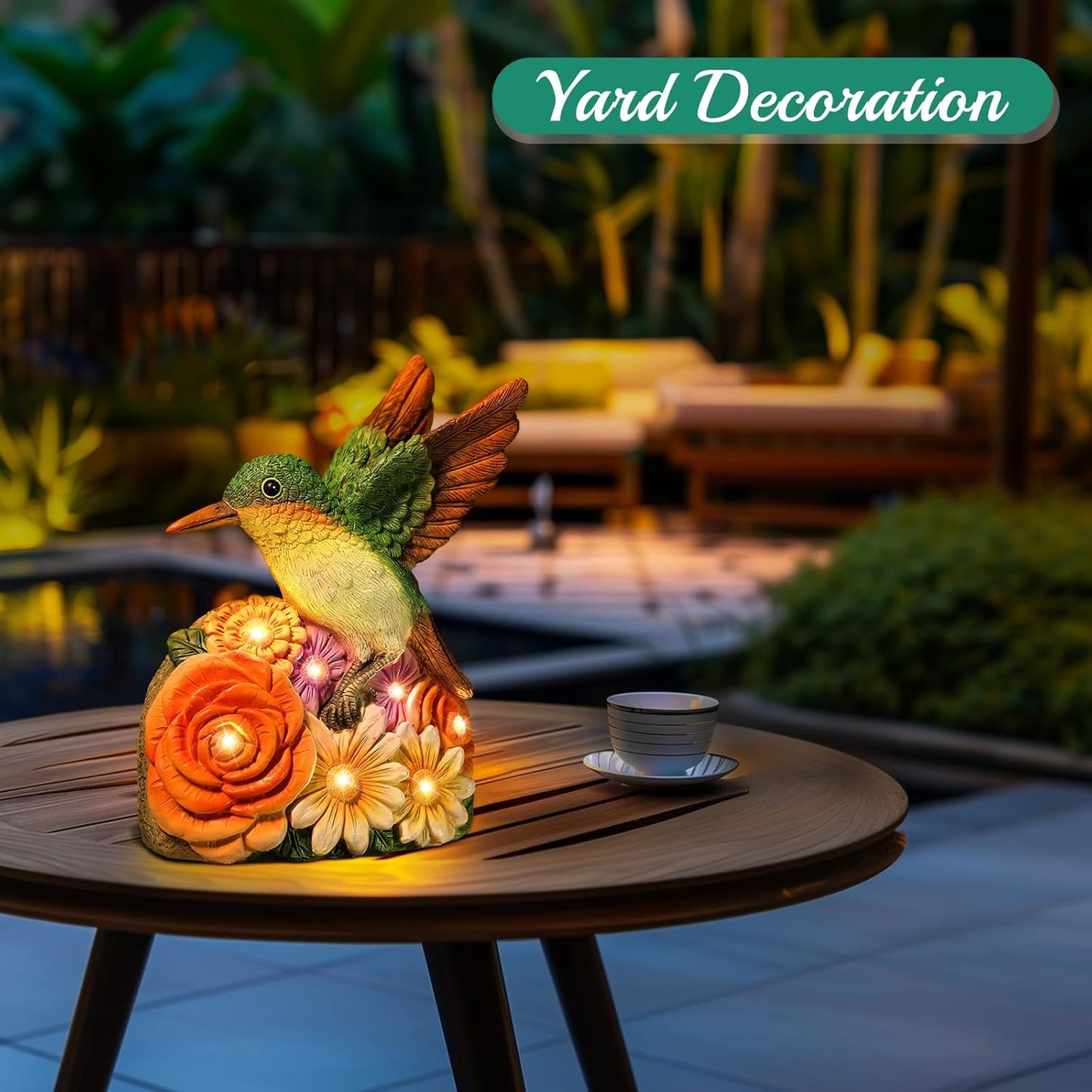 Linkax Birthday Gifts for Women Mom Grandma Sister, Hummingbird Statue Solar Lights Outdoor Garden Decor for Outside Patio Yard Front Porch Balcony Home, Gardening Housewarming Gifts New Home