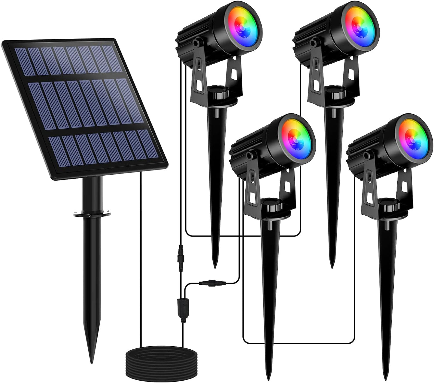 T-SUNUS Halloween Solar Spot Lights Outdoor Color Changing, Landscape Spotlights RGB Lighting Waterproof IP65 9.8ft Cable for Christmas Patio Pathway Yard Garden Wall Holiday Decoration (Multi-Color)