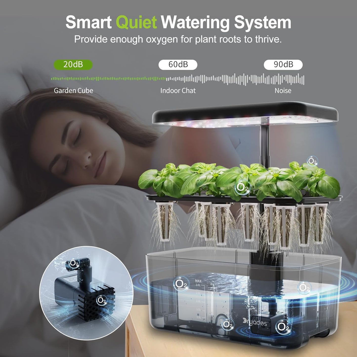 8-Pod Hydroponics Growing System Translucent Indoor Herb Garden with LED Grow Light Smart Quiet Pump Plant Germination Kit for Hydroponic Herbs, Vegetables, Lettuce Harvest on Countertop